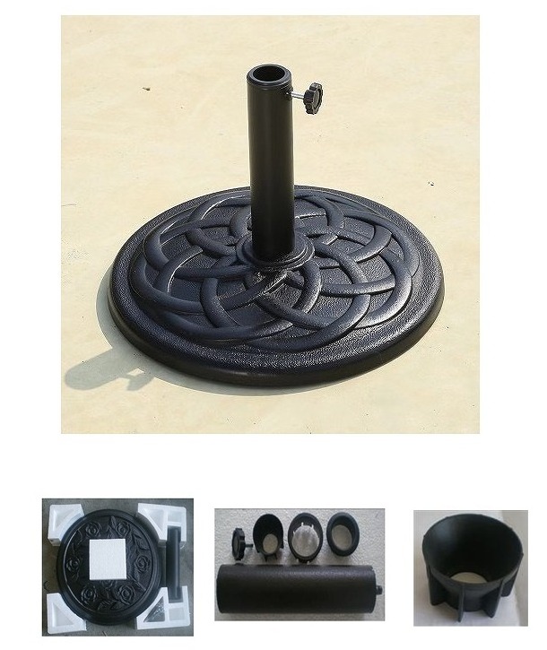 Top Quality Products 45*H32cm Round Shape 12Kg Weight Resin Outdoor Parasol Umbrella Base With Steel Pole Base