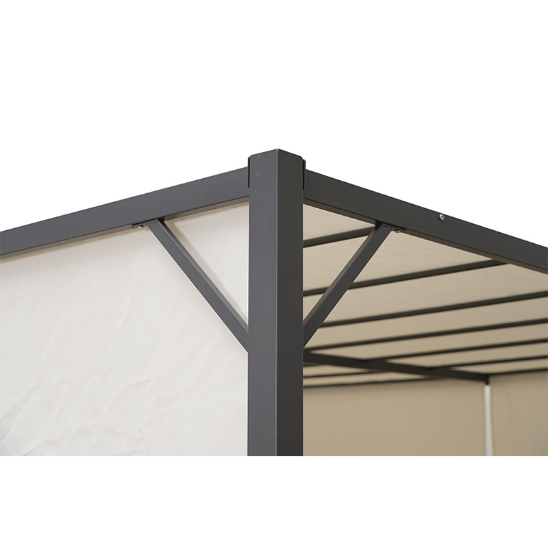 Outdoor steel frame 2.95*2.9m Garden Pergola Gazebo With solar led light