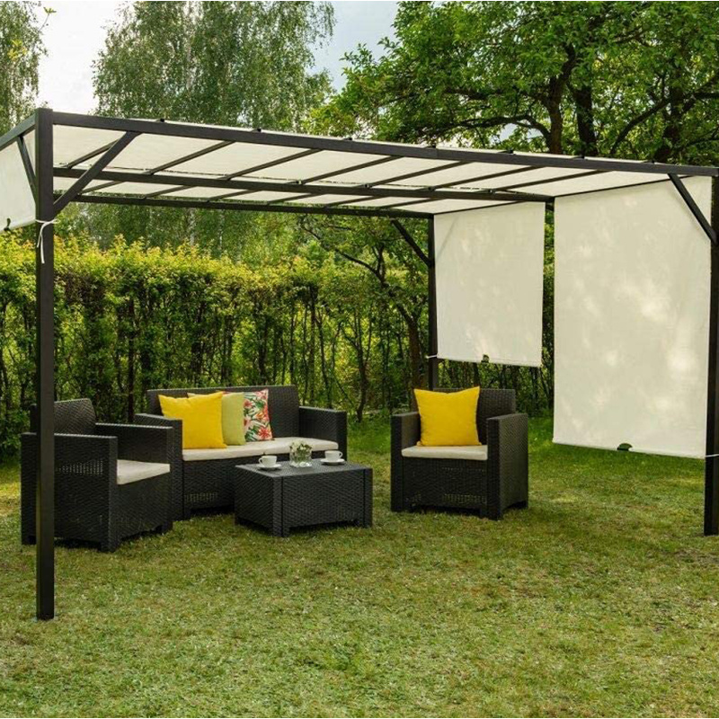 Outdoor steel frame 2.95*2.9m Garden Pergola Gazebo With solar led light