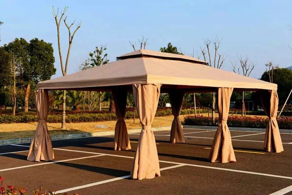 All-weather garden outdoor pavilion Metal double roof 3* 3M luxury aluminum Rome gazebo