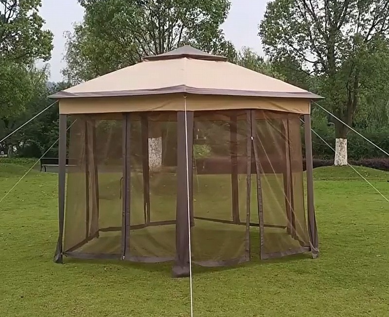 hexagon pop up steel frame canopy outdoor tents family party luxury garden gazebo with mosquito netting