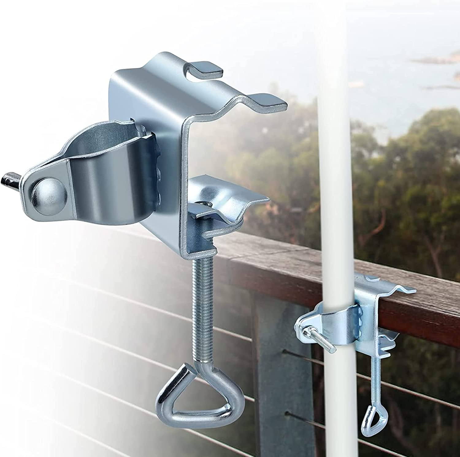 Hot sale Heavy Duty Metal Patio Umbrella Clamp Stand for Outdoor Fixed On The Deck Railing Sun Parasol Holder Fixing Clamp