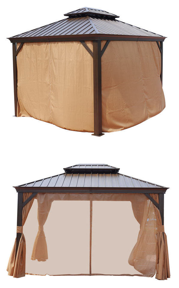 Top quality 3.6*3.6*2.9m custom outdoor aluminum Garden rust-proof hardtop gazebo with metal frame and steel roof