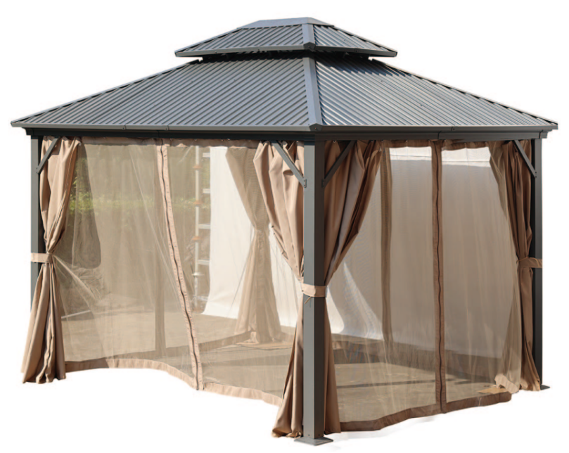 Top quality 3.6*3.6*2.9m custom outdoor aluminum Garden rust-proof hardtop gazebo with metal frame and steel roof