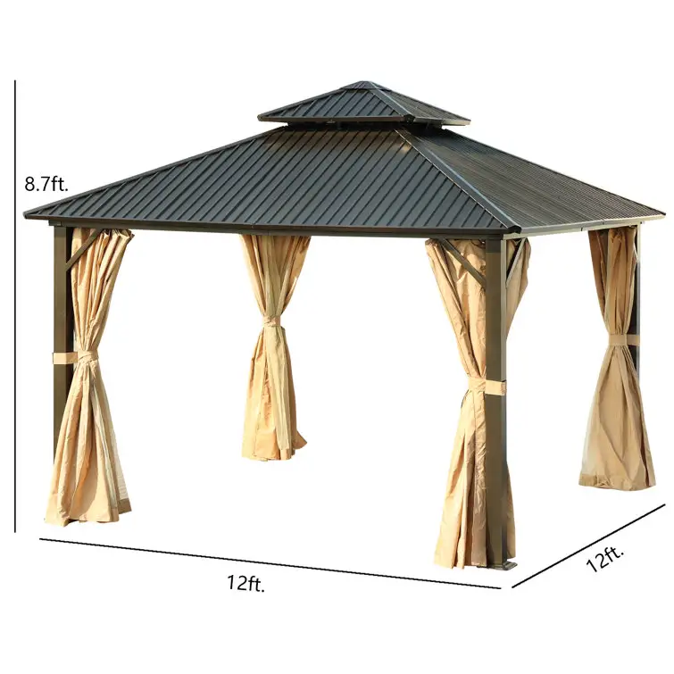 most popular Factory price 3x4 garden glass gazebo 3x3 Luxury outdoor aluminium gazebo