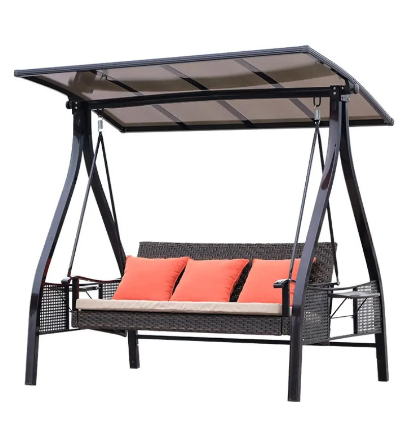 High quality Modern Design Outdoor Swing Chair 3-seat Patio Swing Chair with Canopy and Cup holder