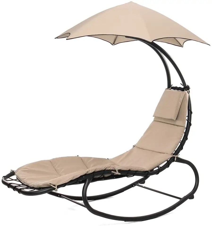 Hot selling Patio unique hanging chaise lounger chair with shade canopy outdoor steel rocking hanging chair