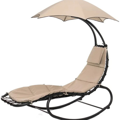 Hot selling Patio unique hanging chaise lounger chair with shade canopy outdoor steel rocking hanging chair