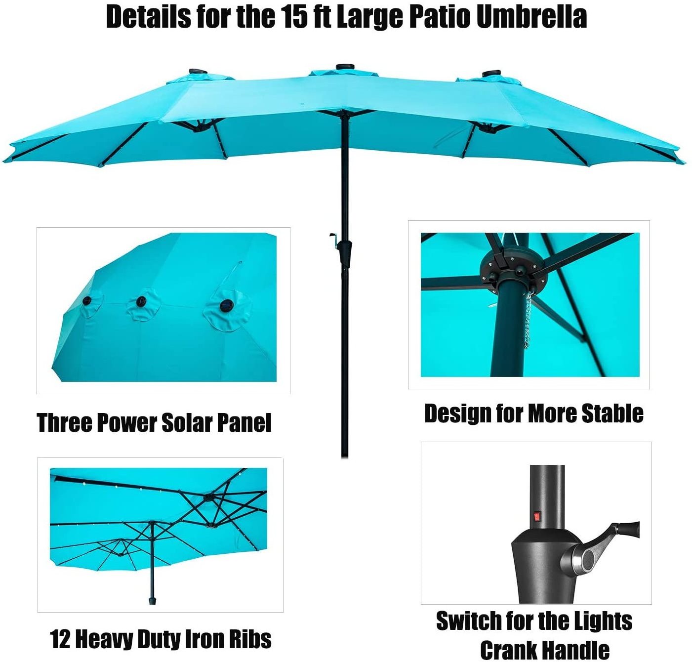 Hot Selling  Polyester 2.7*4.6*2.45m Double Sided Folding Led  Parasols Steel Frame Garden Event Outdoor Double oval umbrella