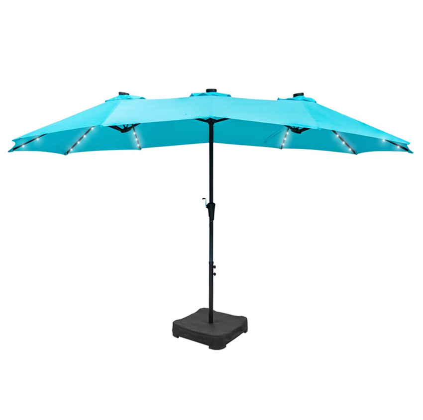 Hot Selling  Polyester 2.7*4.6*2.45m Double Sided Folding Led  Parasols Steel Frame Garden Event Outdoor Double oval umbrella