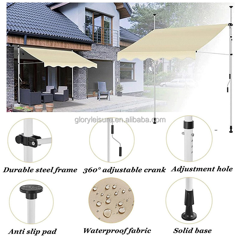 Promotional Wholesales Clamp Awning Balcony Awning Retractable Outdoor Patio Garden Sun Shade Shelter Awning manual retractable