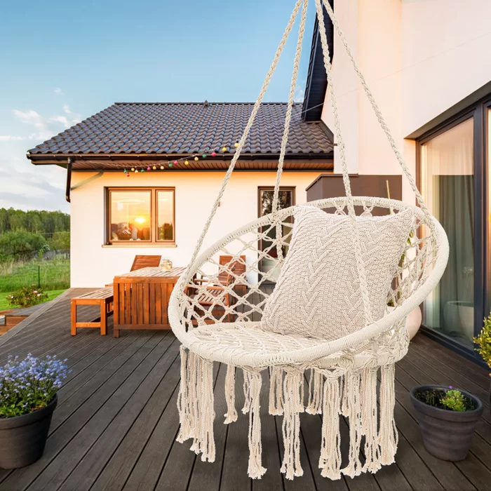 Indoor/Outdoor Use Hand-Woven Chair Hanging  chair Romantic and Fashionable Hammock Dormitory Round Handmade Hanging Chair Swing