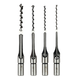 4pcs Professional Twist drill bits set Woodworking tools Mortising Chisel Set Square Hole Extended Saw Set 1/4-1/2 Inch