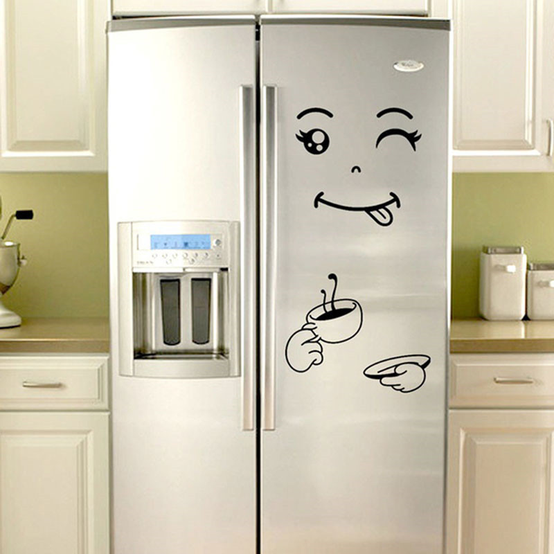 Funny  Face Wall Stickers For Dining Room Home Decoration Diy Vinyl Art Wall Decal Refrigerator Sticker