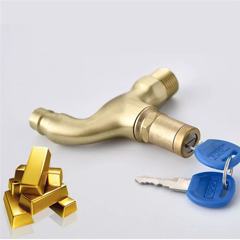 Share to: G1/2 Anti-theft Faucet Water Tap with Lock Key Brass Body Single Hole Key Switch Faucet for Kitchen Outdoor Garden