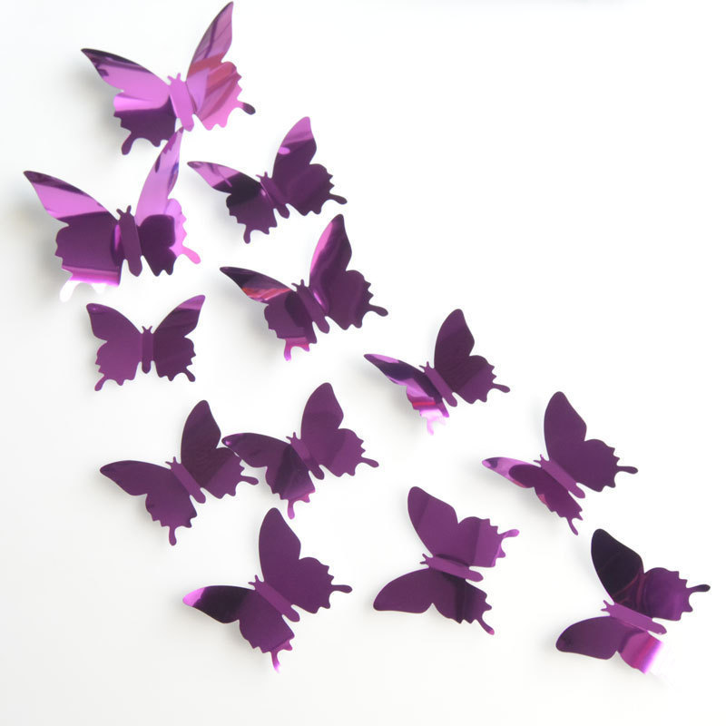 12pcs/30pcs Acrylic crystal mirror sticker Butterfly Mirror Wall Stickers Butterflies Wall Decal