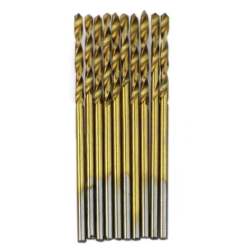 New 50pcs 1/1.5/2/2.5/3mm Titanium Coated HSS High Speed Steel Drill Bit Set Titanium For Twist Drill Bit Set Tools P20