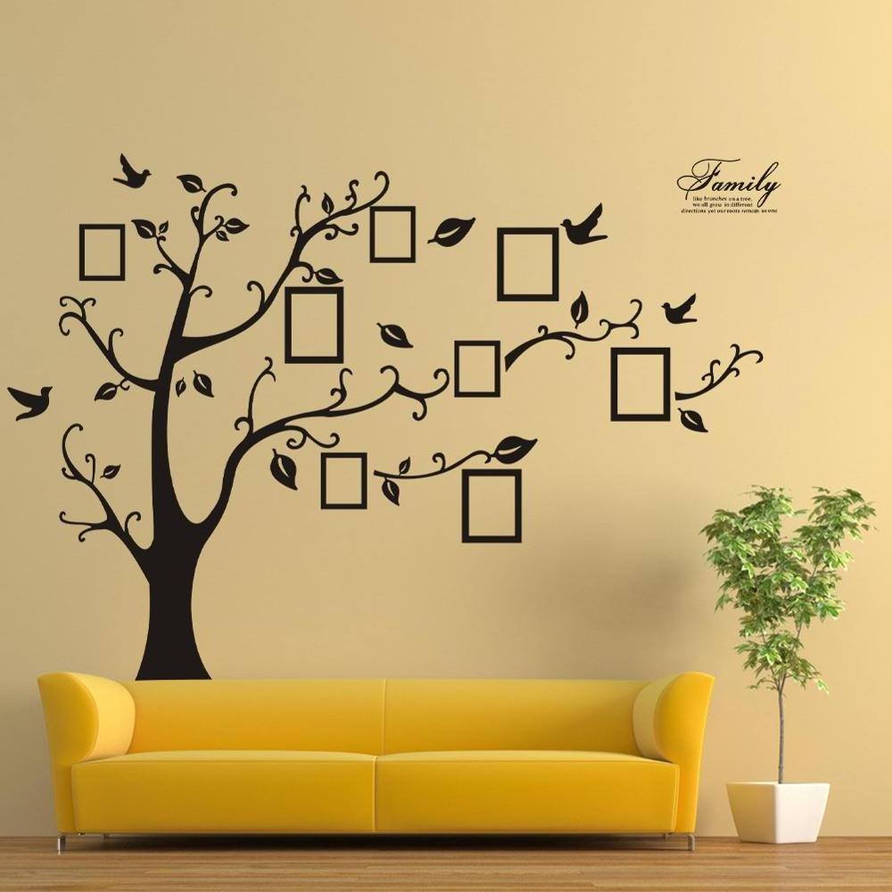 180*250 Black Photo Frame Tree Wall Sticker Home Decorations Family Wall Decals Adesivo De Parede Decor Mural