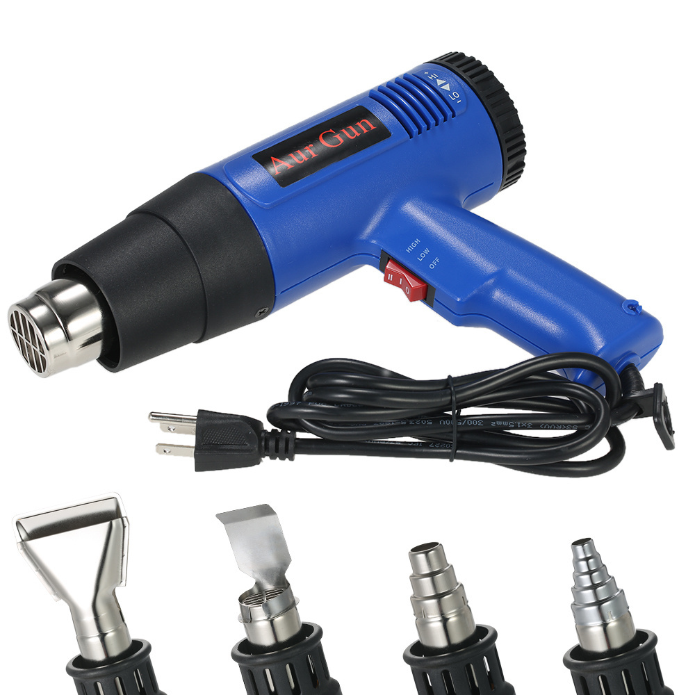 1800W Fast Heating Hot Air Gun Industrial hair dryer Adjustable Temperature hot gun soldering Heat gun Blower 4 Nozzles AC220V