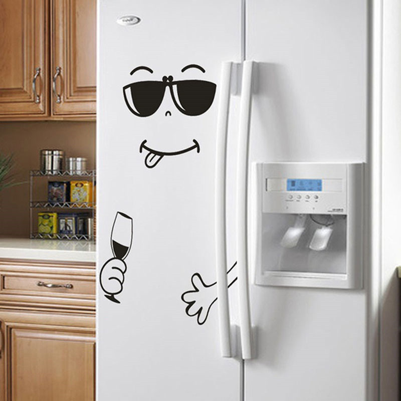 Funny  Face Wall Stickers For Dining Room Home Decoration Diy Vinyl Art Wall Decal Refrigerator Sticker