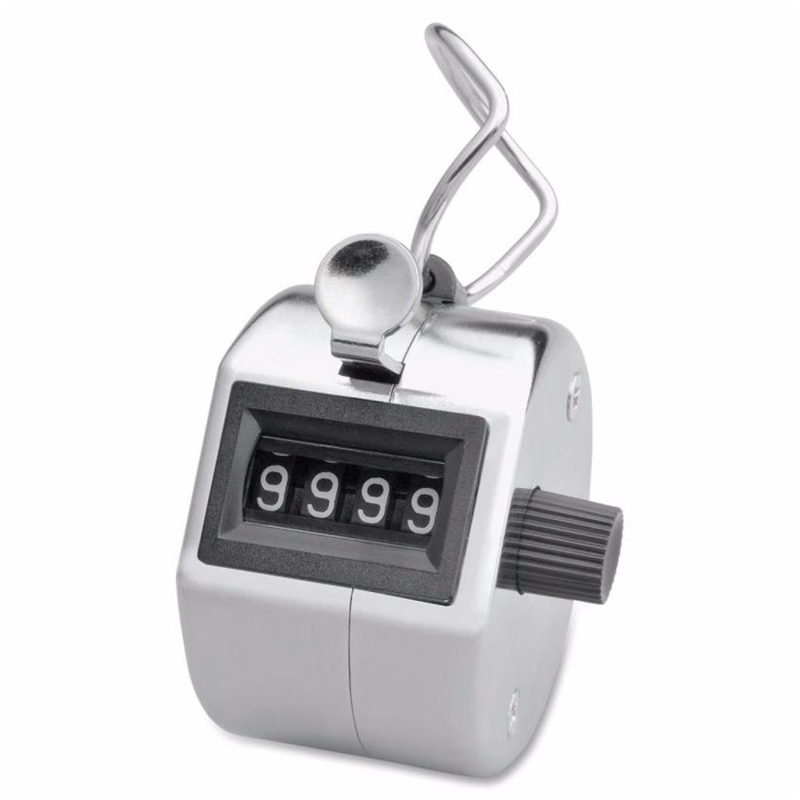 Hand Digital Counter with Metal Lap Tally Counter Handheld Clicker 4 Digits Chrome Golf People Counting