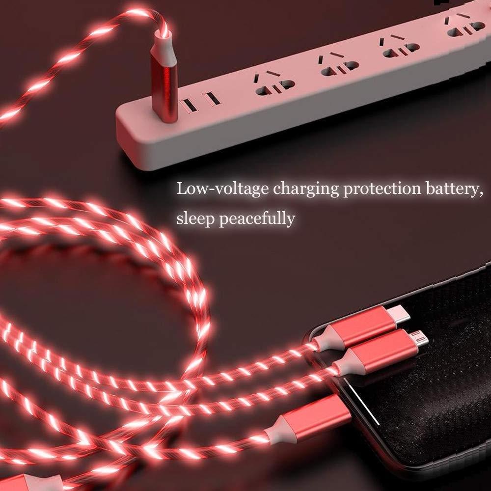 1.2m Led Cable Type C Lights Flowing Streamer 3 in 1 USB Cable For Mobile Phones