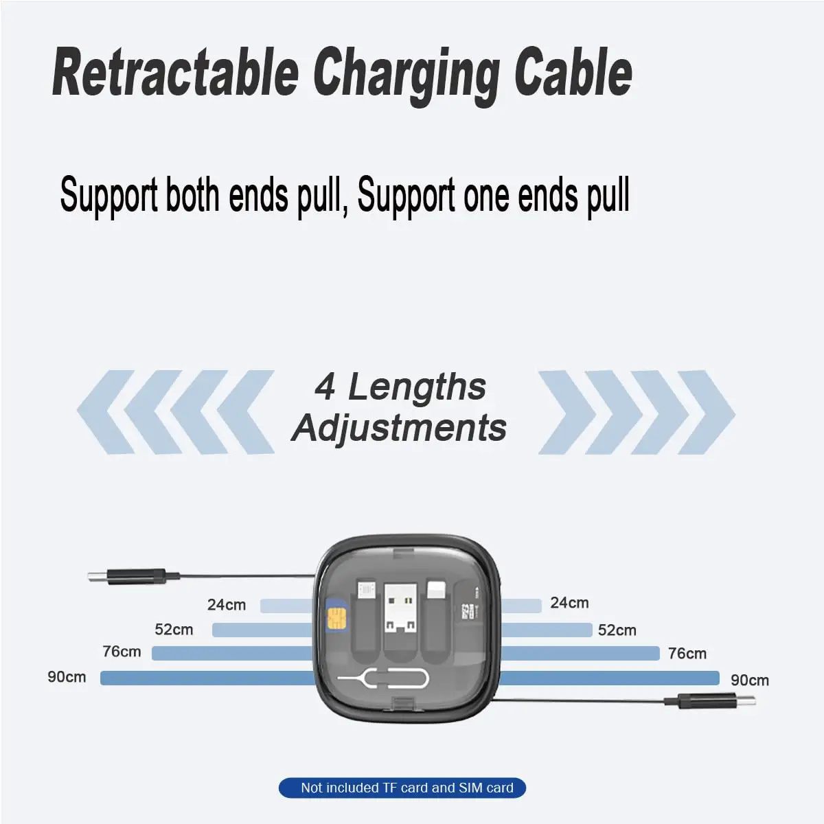 USB Adapter Charging Cable Card Kit PD 60W Type C to Type C Retractable cables Multiple functional cable storage box