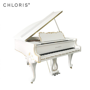 White grand piano with  Antique Design  carving SG186BW music keyboard instrument