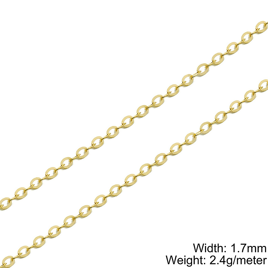 GP 1.7mm Flat Cable Chain Fine permanent jewelry Gold Chains 14 Karat Pure solid Gold Thin Chain Roll Necklace wholesale