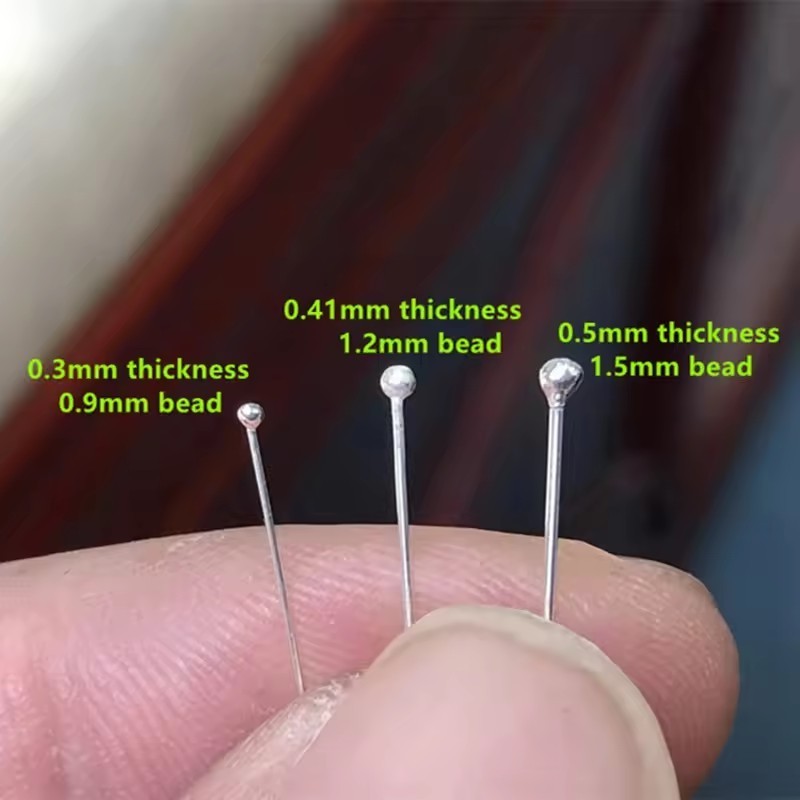 GPJ ball headpins 925 sterling silver ball head pins for permanent jewelry making earring accessories