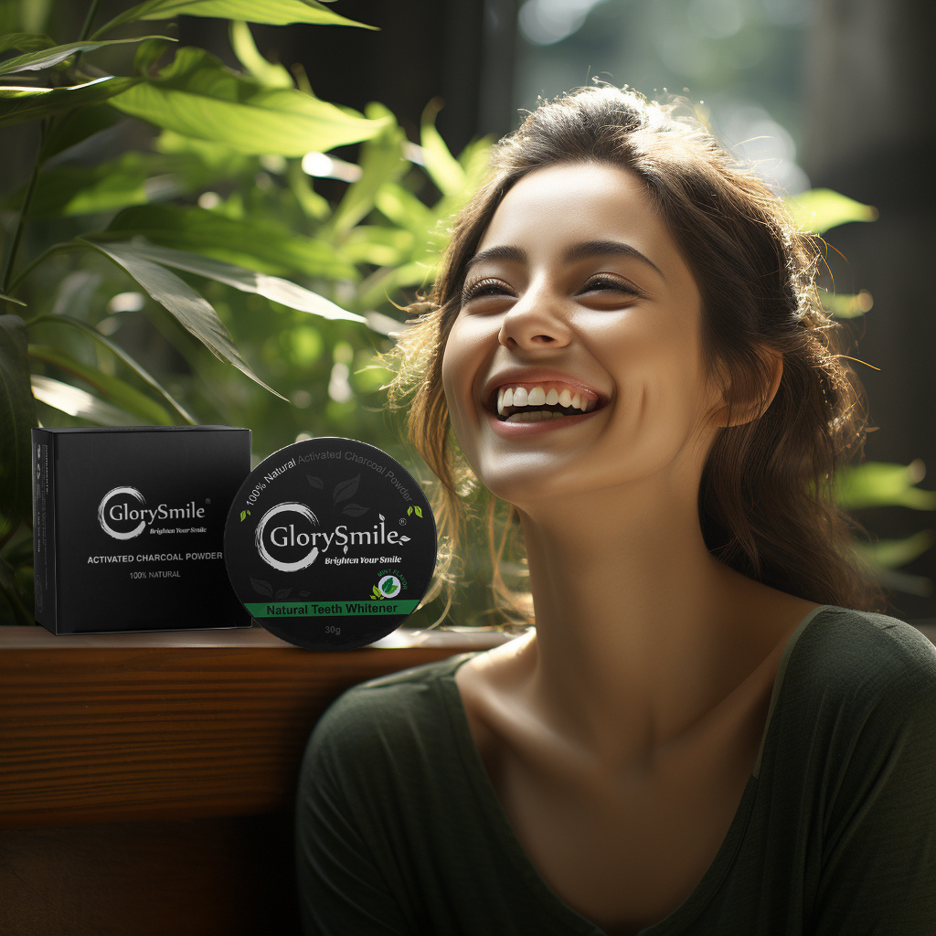 GlorySmile OEM Brand CE Approved Tooth Bleaching Powder Natural Organic Activated Bamboo Charcoal Teeth Whitening Powder