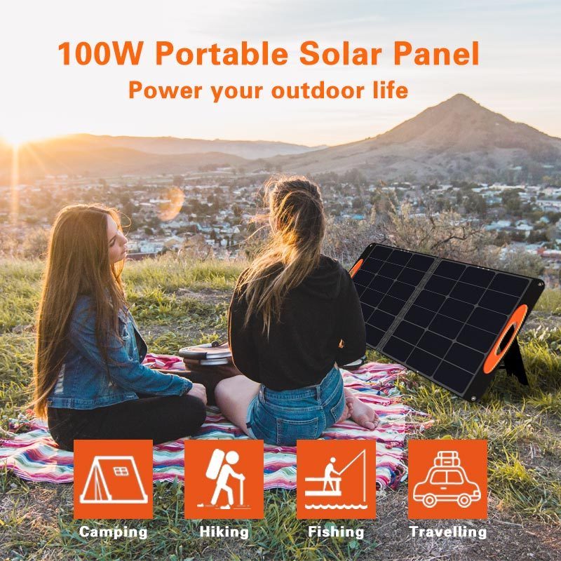 Glory Solar Outdoor Camping Solar Panel Kit Gear Bag Charger 100W 200W Folding ETFE Camping Foldable Portable Solar Panel