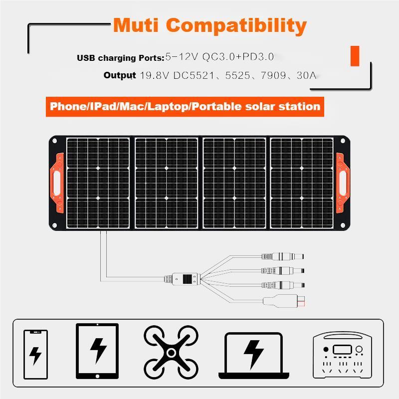 Glory Solar ETFE Encapsulated 200W Foldable Monocrystalline Solar Panel For Outdoor