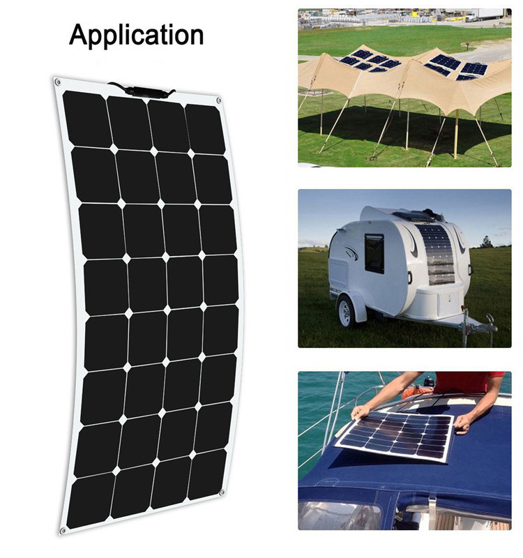 Glory Solar Semi ETFE Custom 200W 18V Monocrystalline Semi Flexible Solar Panels Kits for Roof Car RV  Boating Camping