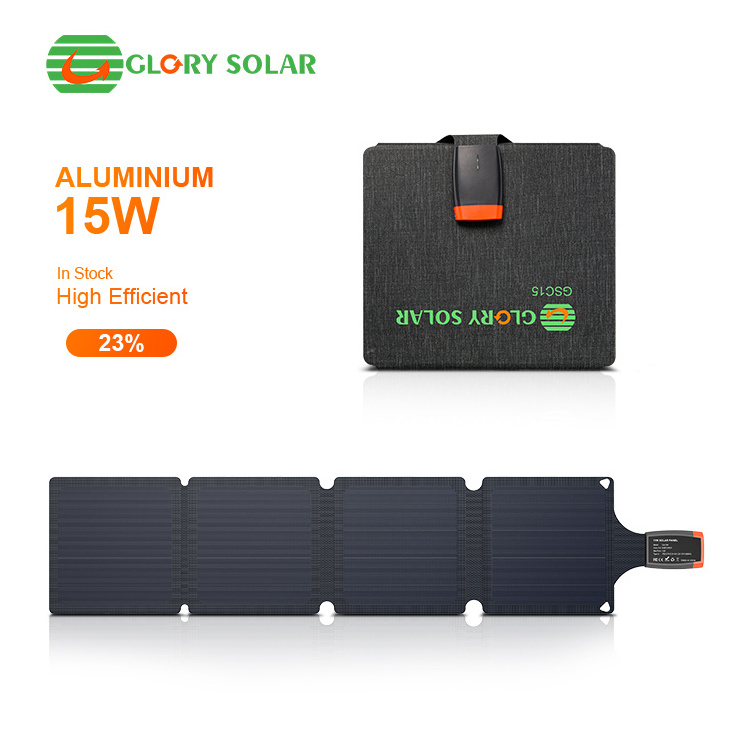 Glory Solar Factory Direct Sale 15W USB foldable solar panel portable mobile phone charger folding solar panel For Camping