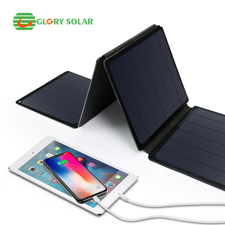 Glory Solar Factory Direct Sale 15W USB foldable solar panel portable mobile phone charger folding solar panel For Camping