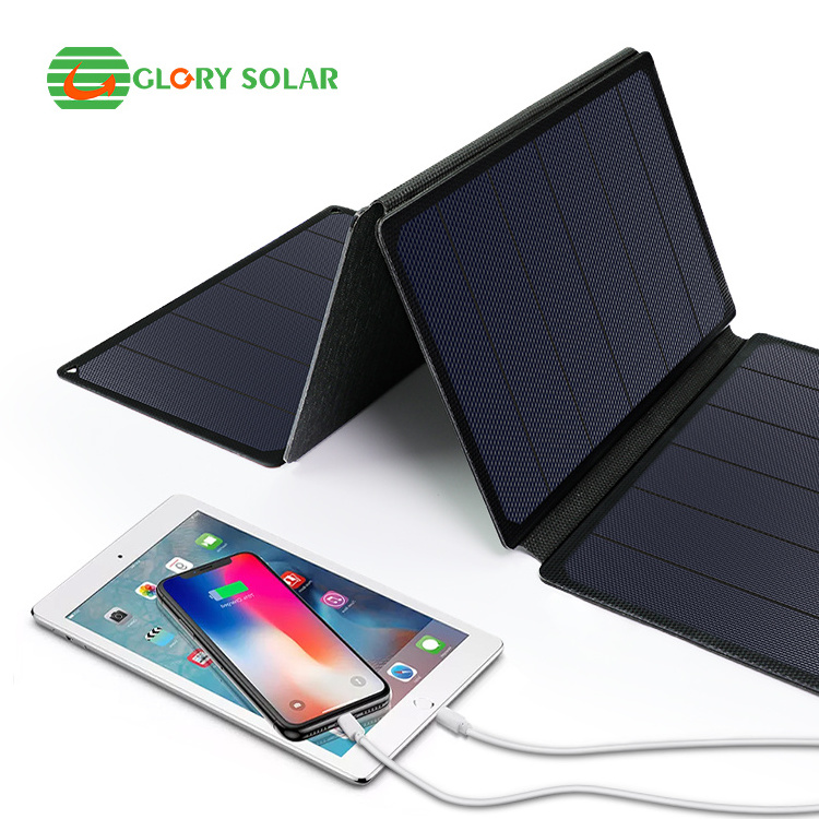 Glory Solar Mono Crystalline 56w Backpack Power Charging Port Portable Light Folding Solar Panels for Phone USB