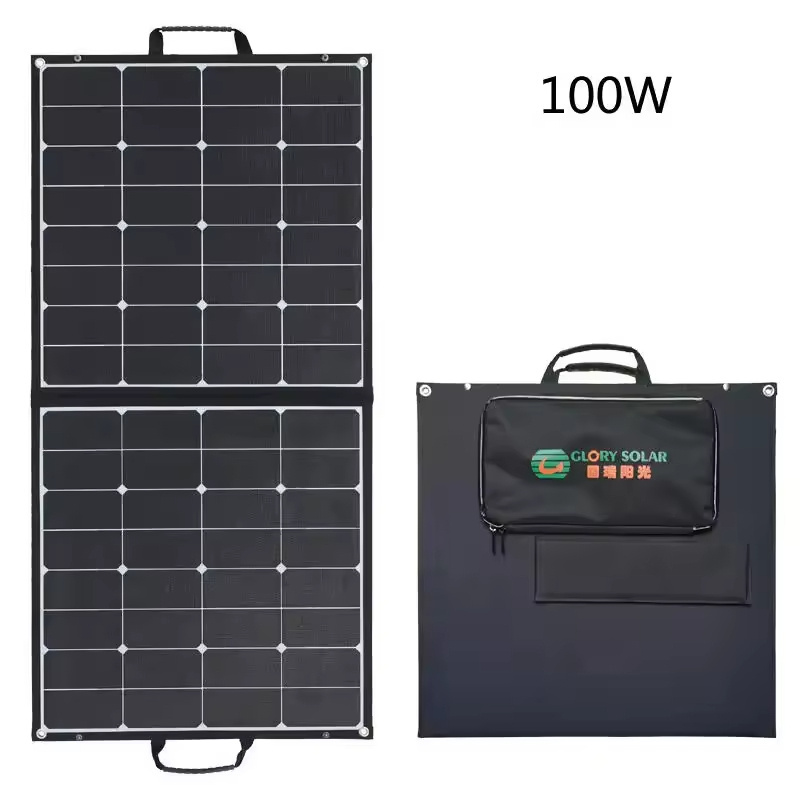 Glory Solar 100W 18V Foldable Solar Panel Blanket ETFE Solar Panel  For 12V Battery Jackery Rockpals Power Stations