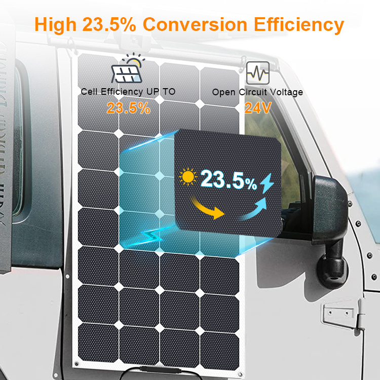 Germany Market Hot Selling flexible solar panel 100W 18v sunpower flexible solar panels technology RV boat module roof use