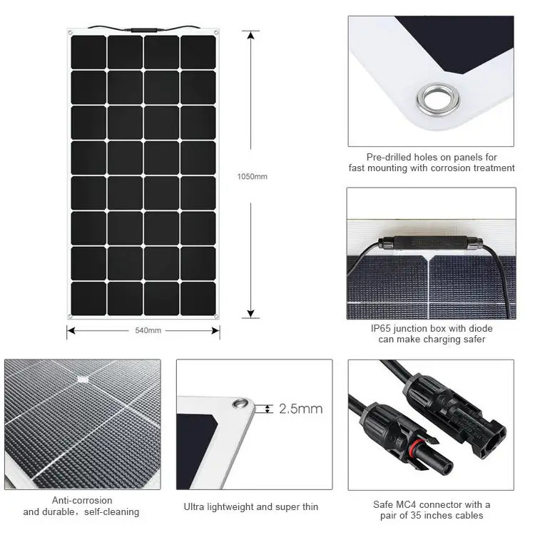 Glory Solar Low Price Power 100W Solar Panel Kit Roll Pv12V Panel Price In Philippines