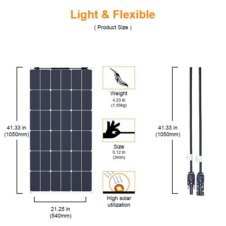 Germany Market Hot Selling flexible solar panel 100W 18v sunpower flexible solar panels technology RV boat module roof use