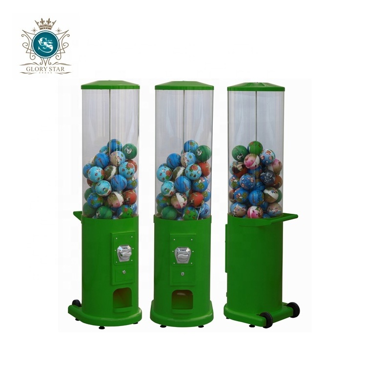 China Leading Vending Toy Gashapon Tennis Ball Machine /Metal body Cylindrical Gumball Vending Machine