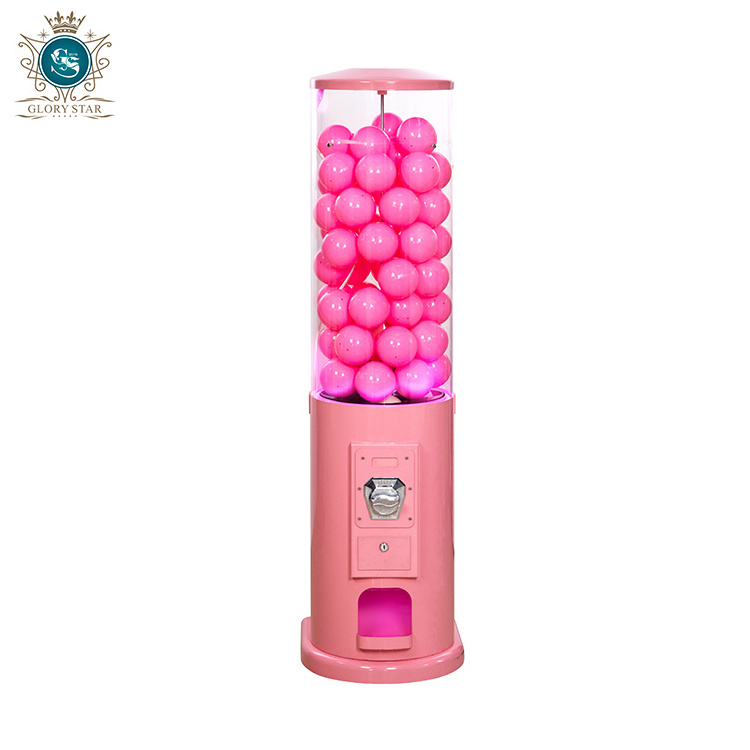 China Leading Vending Toy Gashapon Tennis Ball Machine /Metal body Cylindrical Gumball Vending Machine