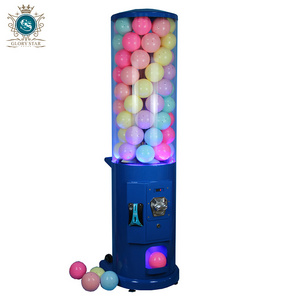 China Leading Vending Toy Gashapon Tennis Ball Machine /Metal body Cylindrical Gumball Vending Machine