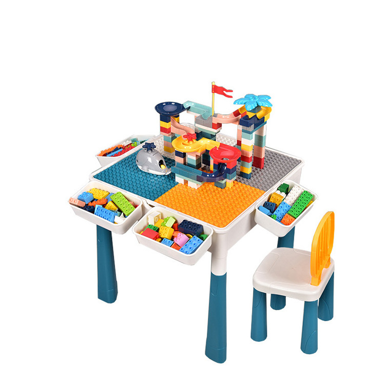 Factory hot sale diy assemble educative smart toy baby mouldking toys building blocks games kids  block table