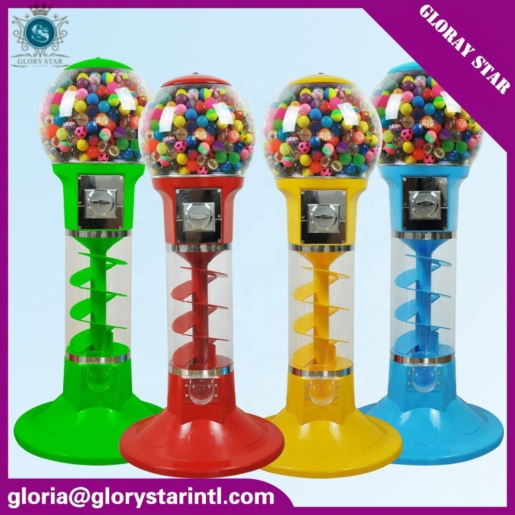 Spiral Gumball Candy Toy Bouncy Ball Capsule Vending Machine Mechanical coin operated machine