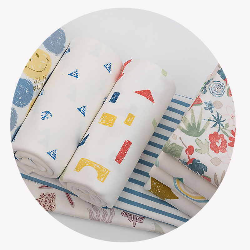 Baby jersey cotton wool printed fabric