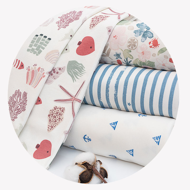 Baby jersey cotton wool printed fabric