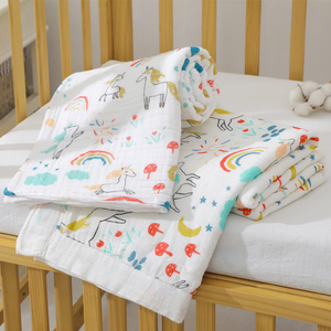 Custom 8 Layer 100 Organic Cotton Newborn Muslim Blanket Super Soft Knitted Cover Quilt Security Baby Muslin Blankets for