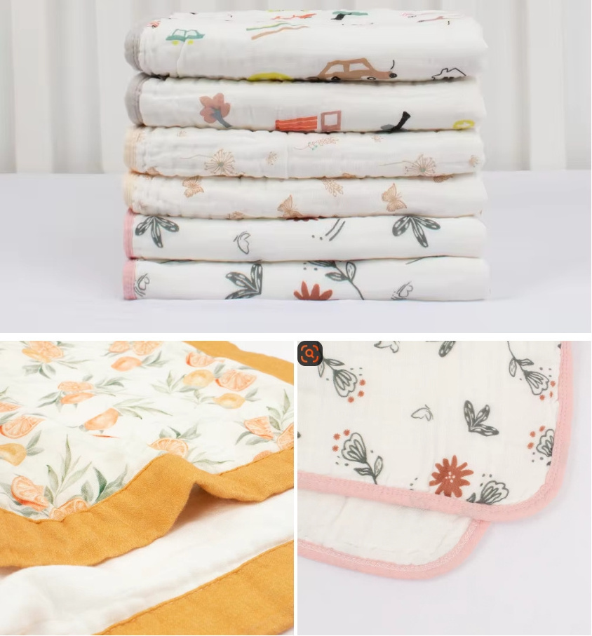 Custom 8 Layer 100 Organic Cotton Newborn Muslim Blanket Super Soft Knitted Cover Quilt Security Baby Muslin Blankets for